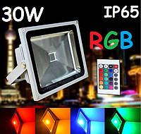 Світлодіодний прожектор RGB з дистанційним пультом керування Lemanso 30 W IP65