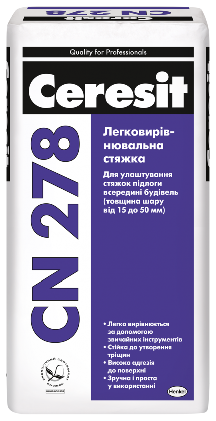 Стяжка CERESIT СN-278 25кг толщина 15-50мм легковыравнивающаяся - фото 1 - id-p879438075