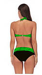 Купальник жіночий роздільний великий розмір 5XL 56 розмір зелений з чорними смугами, фото 2