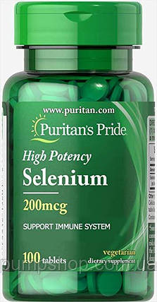 Селен Puritan's Pride Selenium 200 мкг 100 таб., фото 2