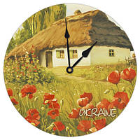 Часы настенные круглые Сельский дом 36 см (CHR_K_UKR012)