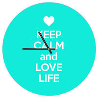 Часы настенные круглые Keep calm and love life 36 см (CHR_P_15M031)