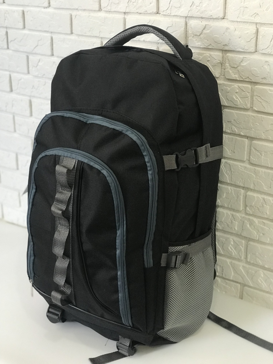 Рюкзак туристичний VA T-02-2 65л, чорний з сірим, фото 1