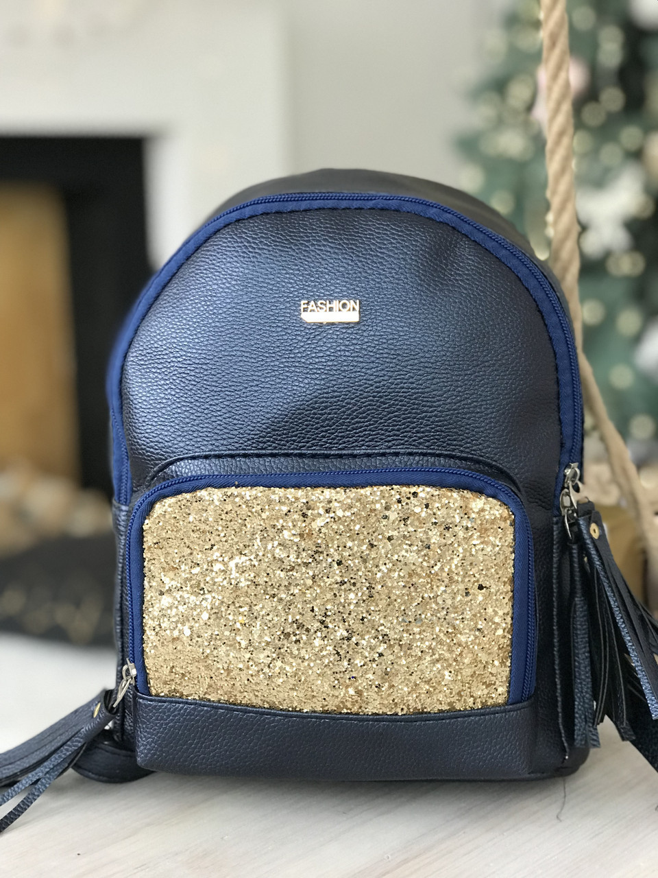 Жіночий рюкзак R-118-3, синій із золотим блиском, фото 1