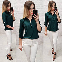 Блуза- рубашка женская арт 828, цвет бутылочный