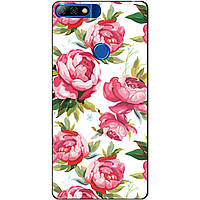 Силіконовий бампер чохол для Huawei Y7 Prime 2018 з малюнком Півонії
