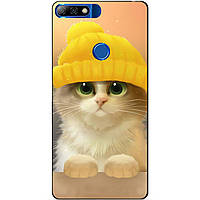 Силіконовий бампер чохол для Huawei Y7 Prime 2018 з малюнком Котик