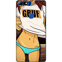 Силіконовий бампер чохол для Huawei Y7 Prime 2018 з малюнком Дівчина в майці