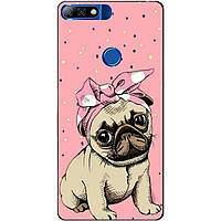 Чохол силіконовий бампер для Huawei Y7 Prime 2018 з малюнком Мопс в косинці