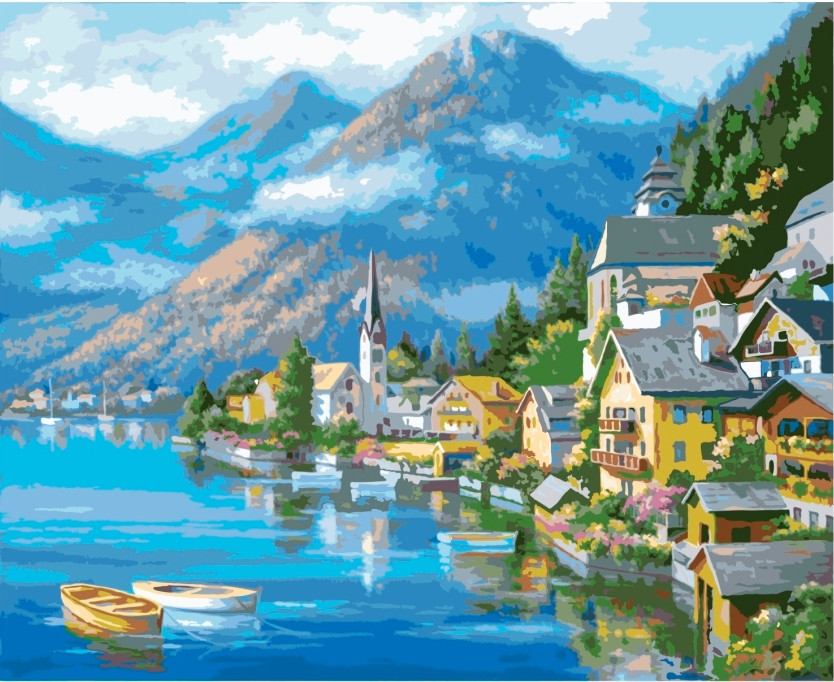 Картина за номерами Альпійське село 40 х 50 см (KHO2143)