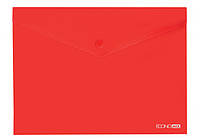 Папка-конверт А5 прозрачная на кнопке Economix,180 мкм фактура "глянец", красная E31316-03