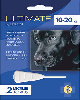 Краплі Ultimate (Надзвичайний) від бліх, кліщів, вошей і волосоїдів для собак вагою 10-20 кг