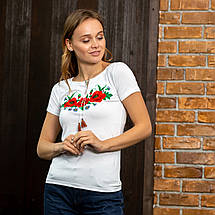 Футболка з вишивкою гладдю "Макове поле", фото 6