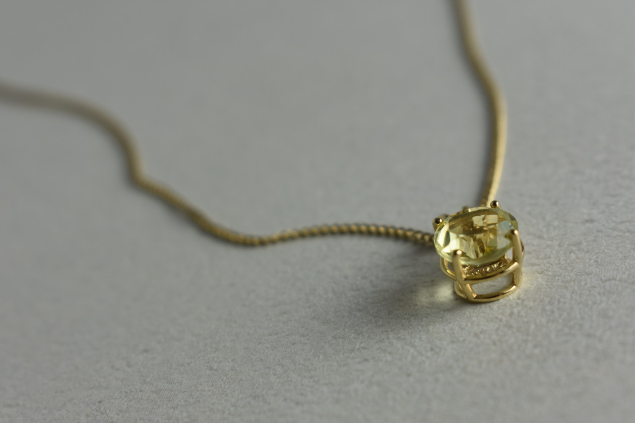 Золотий ланцюжок 14К (585 проба) з кулоном камінь Демантоїд