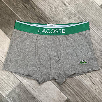 Труси чоловічі боксери бавовна Lacoste, розмір 2XL (52-54), світло-сірі, 03689