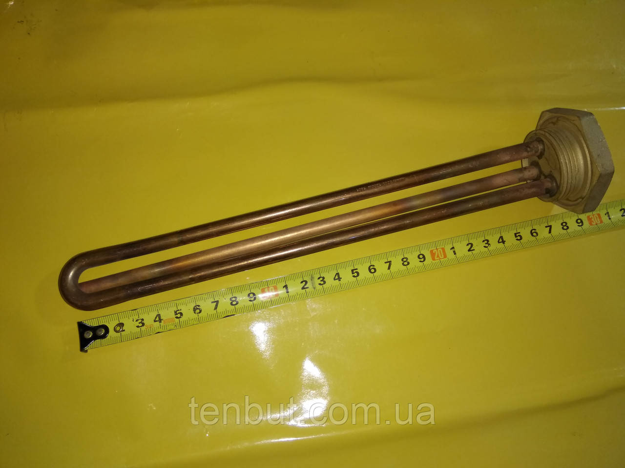 Мідний тен різьбовий 1.1/4" дюйма різьблення 1,5 кВт. 230 В. без місця під магнієвий анод . Виробник Kawai ., фото 1