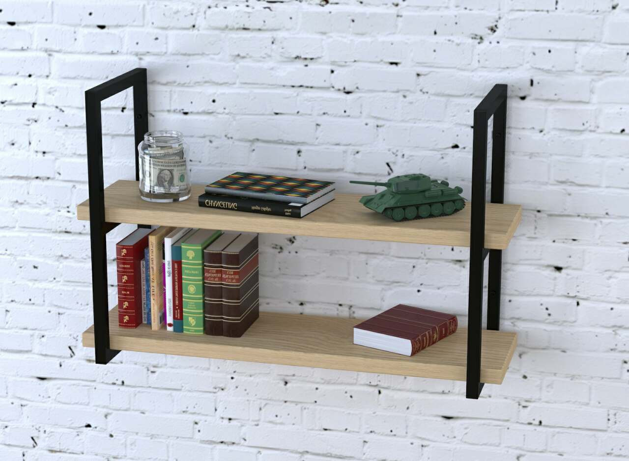 Полка навісна настінна PL-2-32 Loft Design Дуб Борас 92 см на стіну металеві лофт