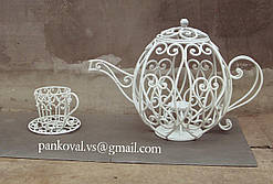 Чайник і чашка ковані, оригінальний декор для інтер'єру та екстер'єру
