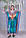 Довга жіноча колоритна атласна туніка кафтан з цифровим 3D принтом №11971, фото 3