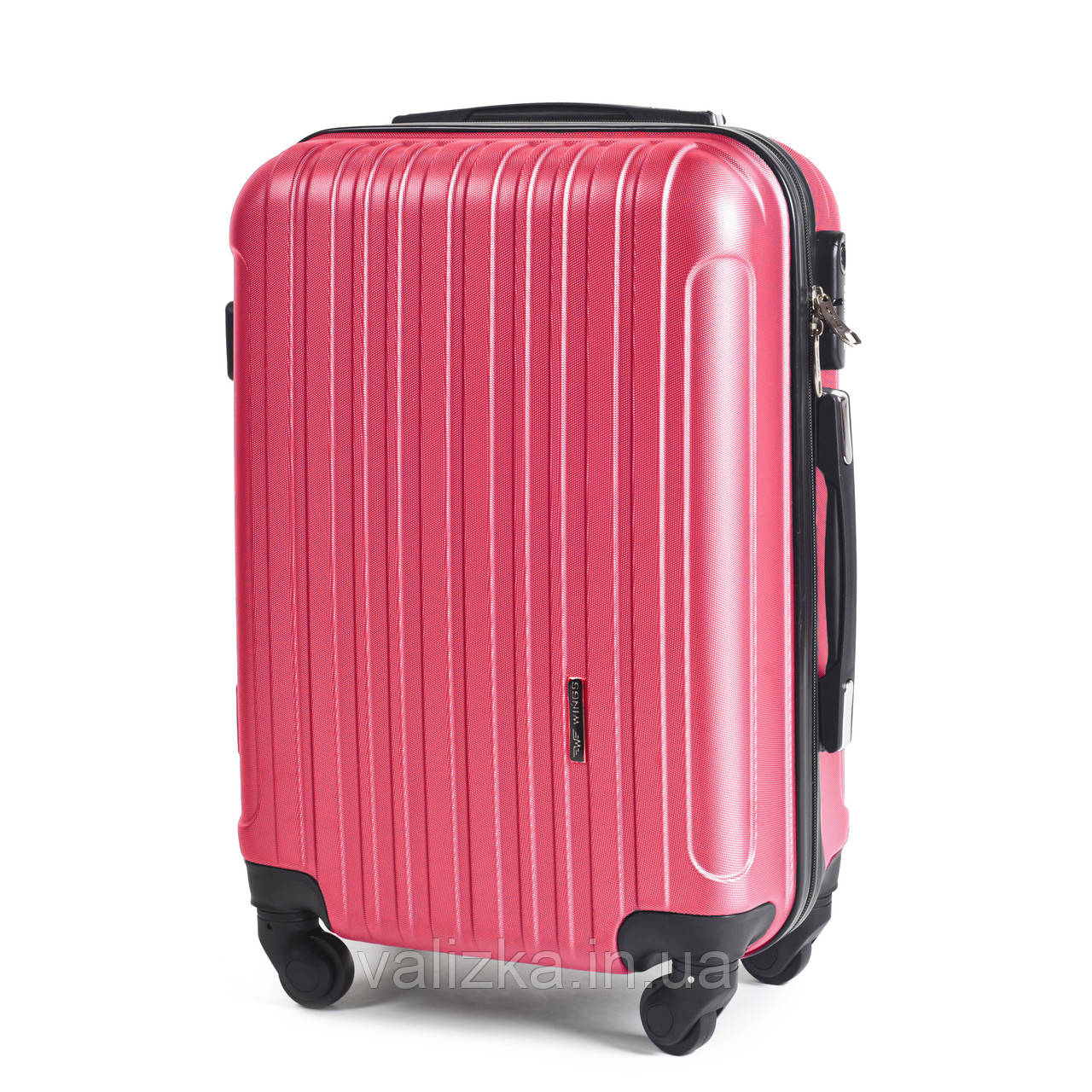 Пластиковий чемодан для ручної поклажі S+ Wings 2011 рожевий на 4-х колесах