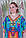 Довга жіноча колоритна атласна туніка кафтан з цифровим 3D принтом №11972, фото 3