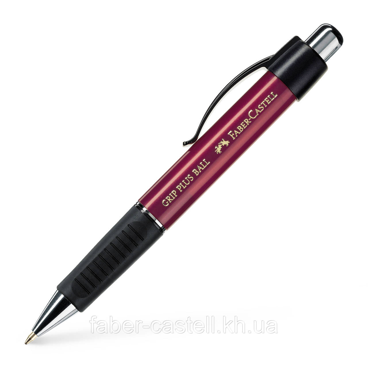 Ручка кулькова Faber-Castell Grip Plus Red Metallic, автоматична, корпус червоний, 140731