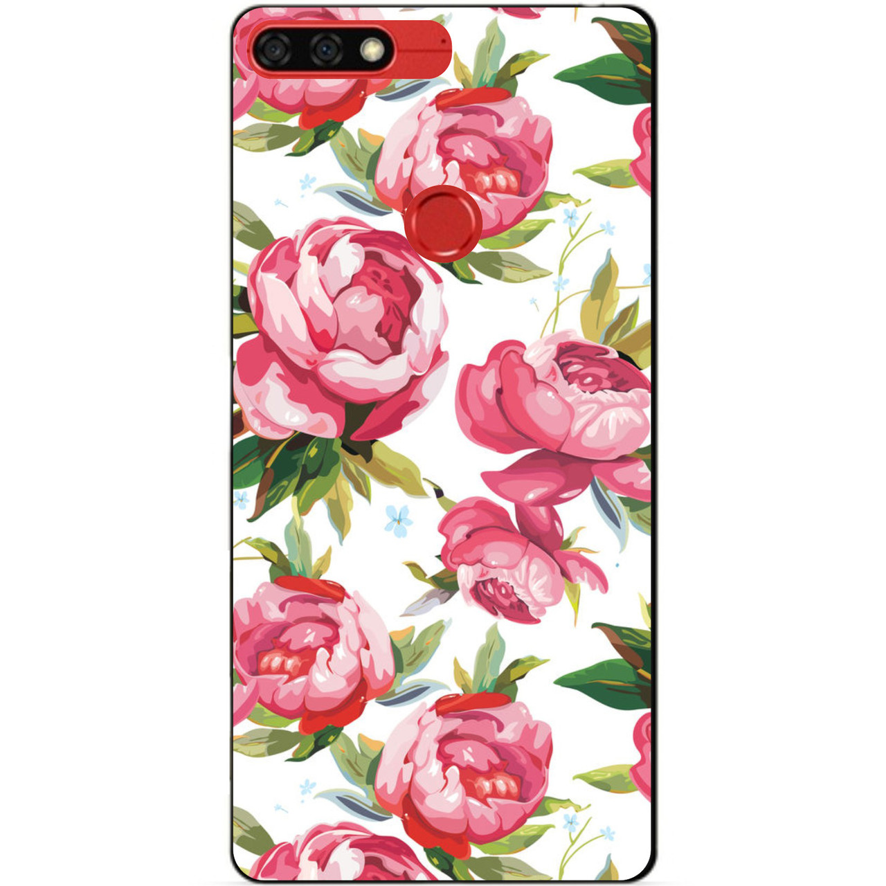 Силіконовий бампер чохол для Huawei Honor 7c Pro з малюнком Півонії