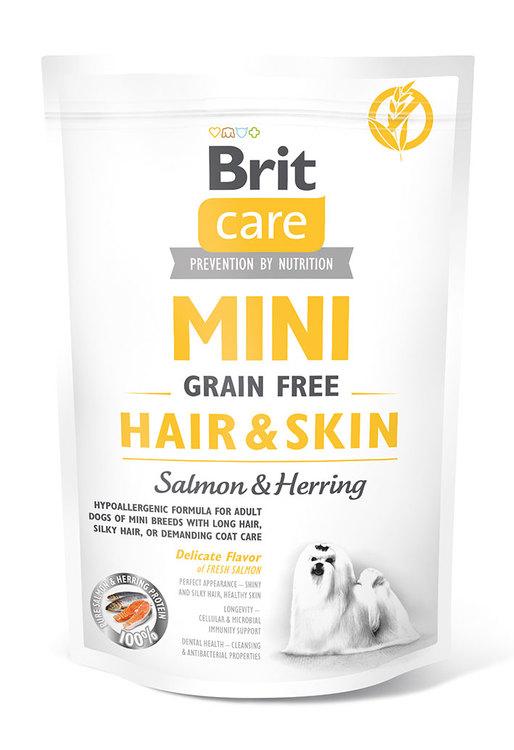 Сухий корм для дорослих собак маленьких порід Brit Care Mini Grain Free Hair & Skin 0,4 кг