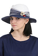 Женская шляпа федора белая с синим
