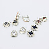 Сережки срібні з золотими вставками Магічний квадрат, фото 2