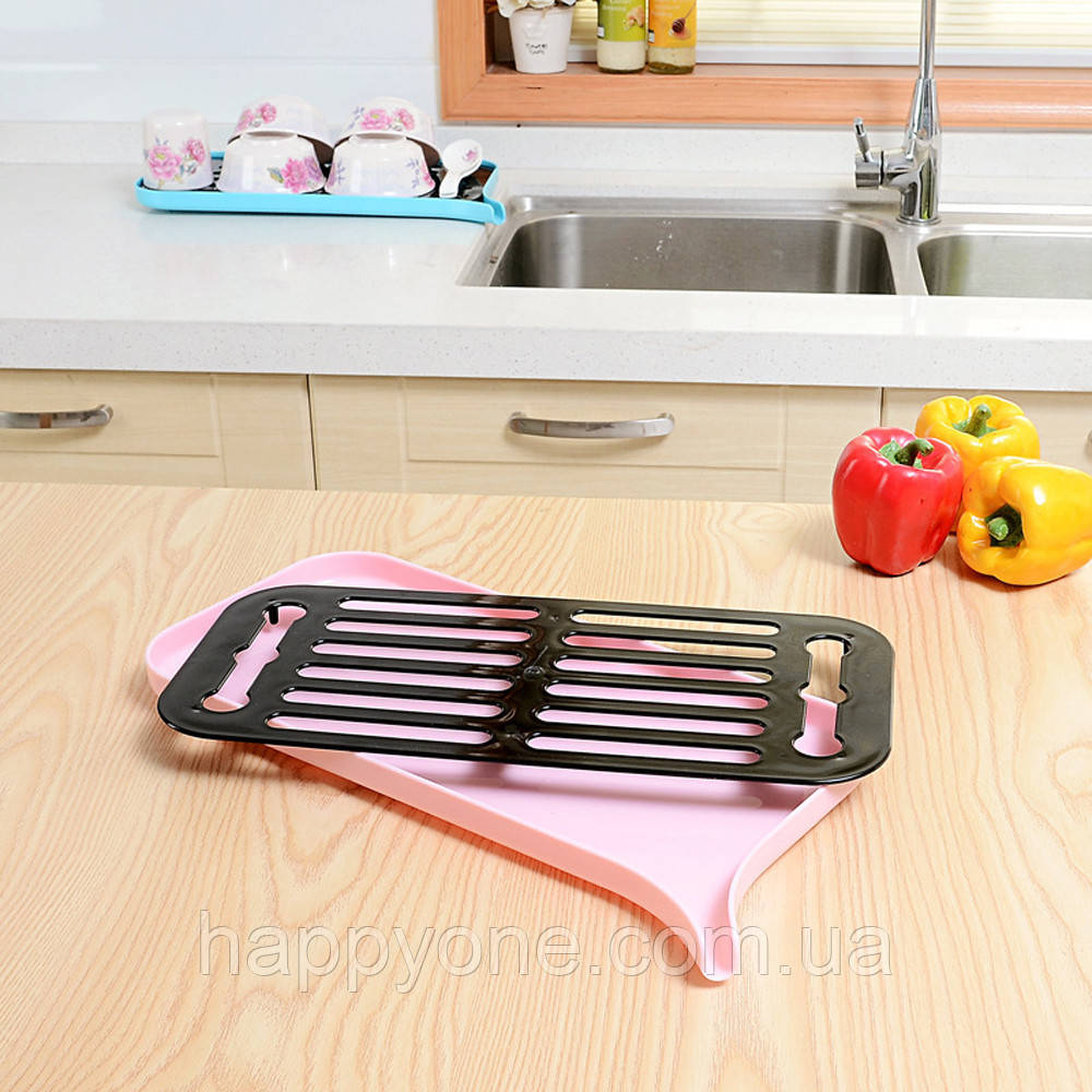 Сушарка для посуду зі зливним носиком (рожева)