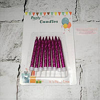 Свічки для торта Гліттер 8 шт Рожеві 100086-3