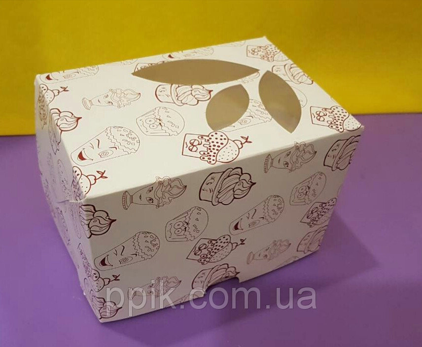Коробки для кексів, мафінів, капкейків для 1 шт. З МАЛЮНКОМ (Упаковка 3 шт)