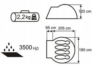 Палатка 3-х місна Acamper ZEFIR 3 - 3500 мм. H2О - 2,2 кг., фото 2