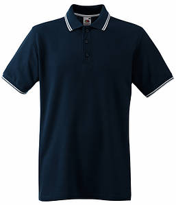 Чоловіча сорочка поло з смужками 50, Глибокий Темно-Синій / Білий