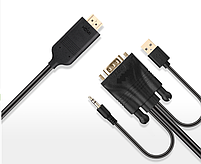 Конвертер кабель VGA to HDMI кабель 1,8 м Адаптер + Аудіо + Живлення, фото 2