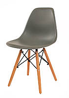 Стілець із пластику Nik (Нік) EAMES CHAIR темно - сірий 21 на дерев'яних ніжках