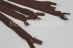 Блискавка потайна коричневого кольору (довжина 60 см) № МП 1-30