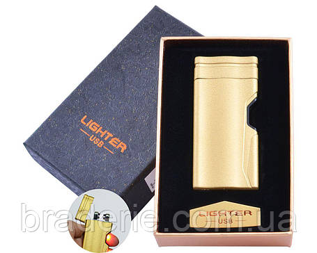 Електроімпульсна USB запальничка в подарунковій коробочці Lighter HL-37 Подвійна блискавка, фото 1