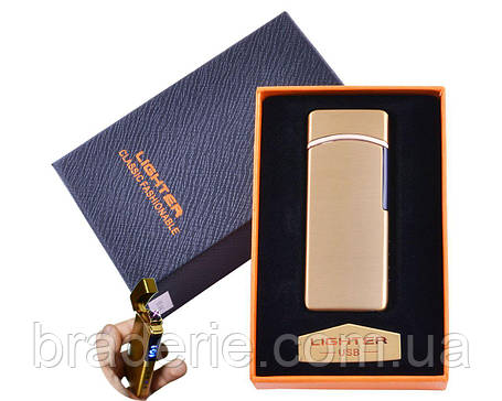 Електроімпульсна USB запальничка в подарунковій коробочці Lighter HL-44 Сенсорна, фото 3