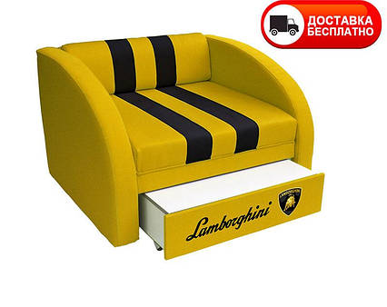 Розкладне крісло-ліжко Smart SM 003 Lamborghini жовтий з ящиком для білизни, для дітей і підлітків, фото 2