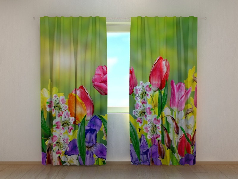Фото штори Квіти весни, 250 х 260 см квіти штори з малюнком VE