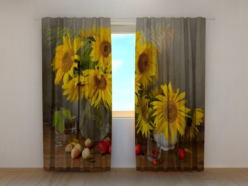 Фото штори Сільський натюрморт 250 х 260 см квіти фото штори з малюнком VE