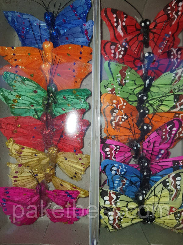 Бабочки декоративные из натуральных перьев 8см (без присыпки) - фото 8 - id-p950412108