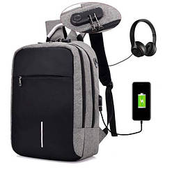 Рюкзак для ноутбука з USB-портом Aizhiyi темно-сірий (AV 167)