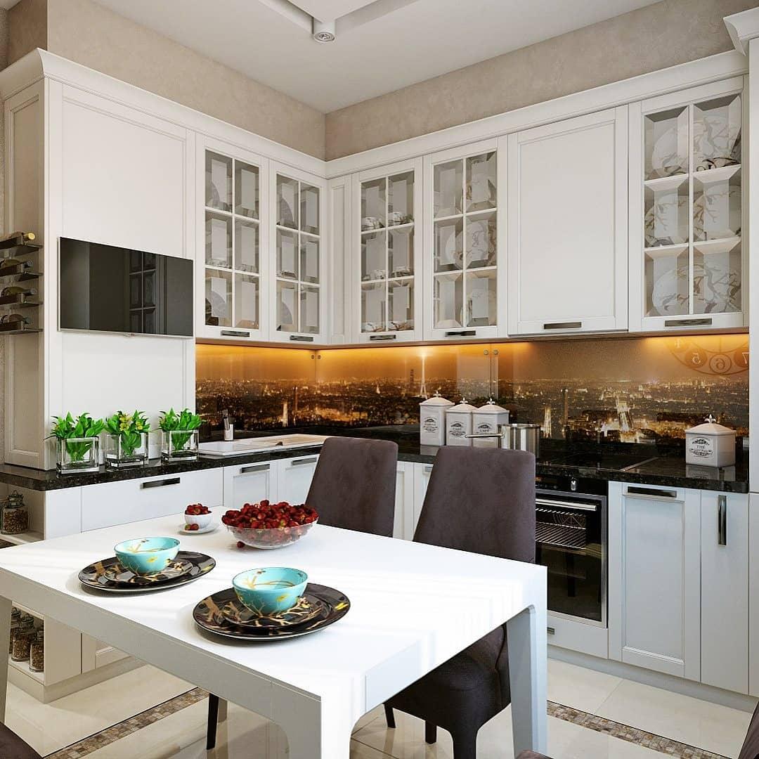 Фартук для кухонного гарнитура из стекла Город - купить скинали в ...