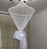 Балдахін проти комах підвісний над ліжком. Сітка полог від комарів на ліжко білого кольору, фото 10