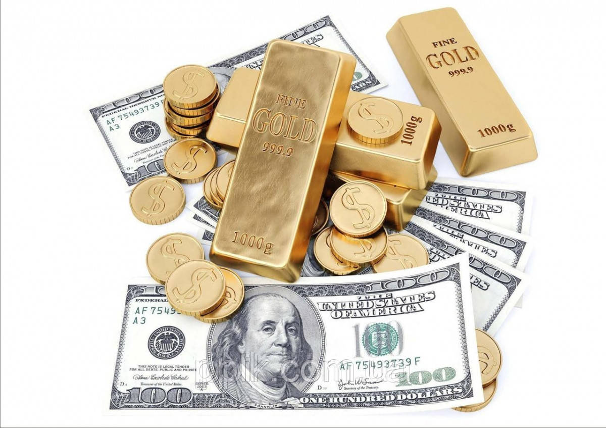 Вафельна картинка гроші "Долари з золотом"