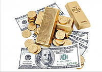 Вафельная картинка деньги "Доллары с золотом"