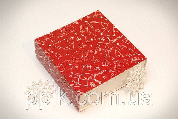 Коробка для цукерок Новорічна Червона (Упаковка 3 шт)